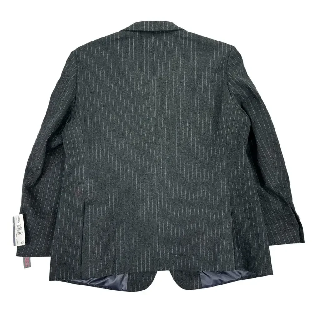 Tommy Hilfiger Mens Modern Fit Cotton Blend Pinstripe Suit Jacket Charcoal 42S